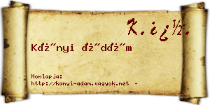 Kányi Ádám névjegykártya